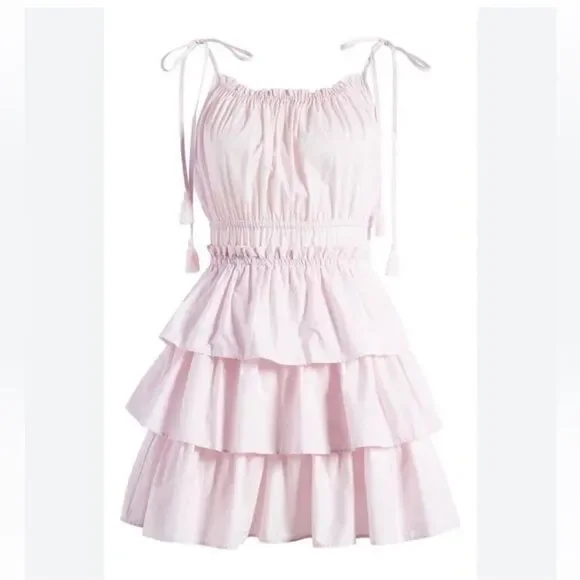 Steve Madden Mireya Mini Purple Tiered‎ Cotton Dress Size Estimated Size Small - Picture 2 of 7